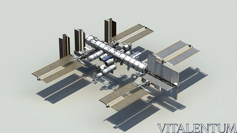 High-fidelity 3D structural visualization of space station arrays.