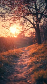 Amber blossom path drinking in the last light of sunset.