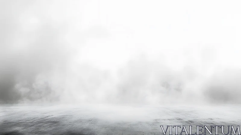 Fog obscures distant horizon over wet reflective ground