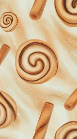 Baked Cinnamon Rolls and Rolling Pins Dusted with Flour