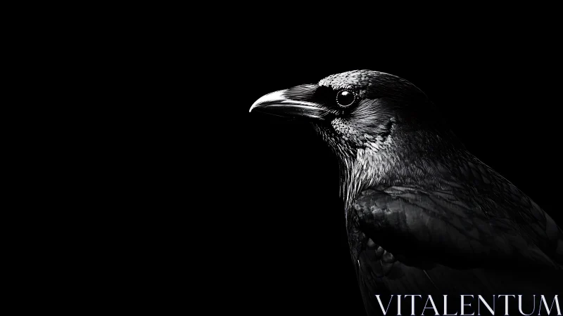 Raven Portrait Study in Black and White.