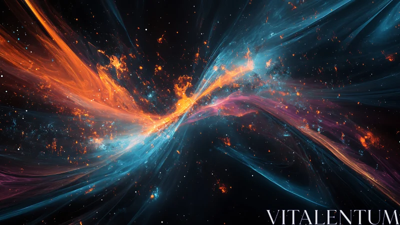 Plasma filament collision in a simulated deep-space nebular field.