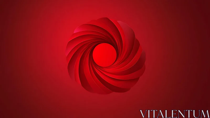 Abstract red spiral design with layered paper style on gradient background.