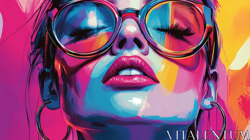 Neon-kissed daydream glows through glossy oversized lenses