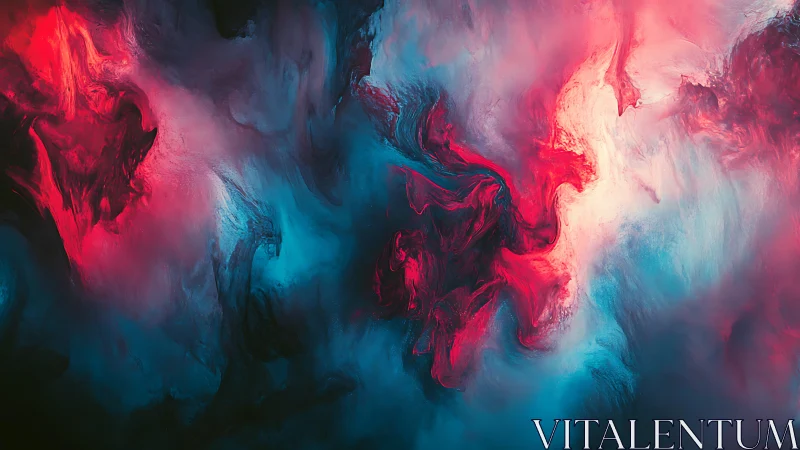 Nebulous magenta and cyan fluid dynamics form turbulent vortex field