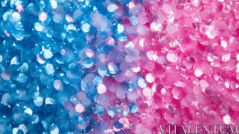 Shimmering blue and pink glitter blend in sparkling bokeh.