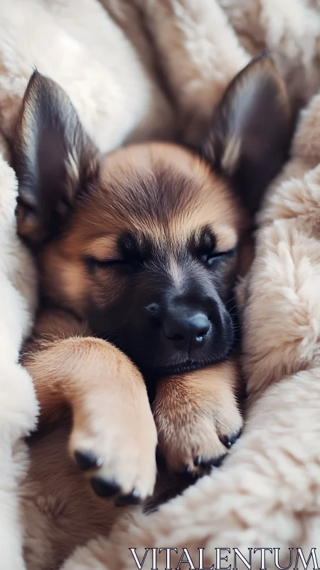 Small dog lies asleep on soft textured blanket surface