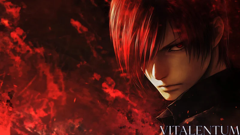 Anime portrait with fiery chromatic lighting and asymmetry.