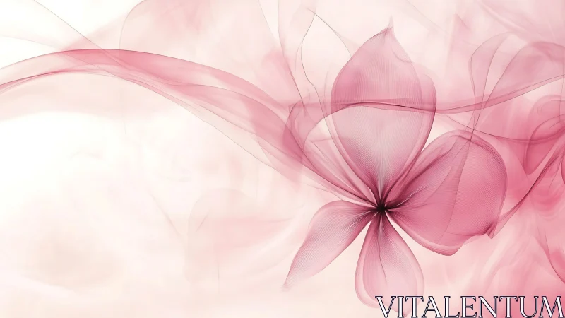 Soft pink abstract flower with flowing translucent lines.