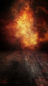 Inferno Theatre: Where Wooden Stages Ignite with Spectral Flames.