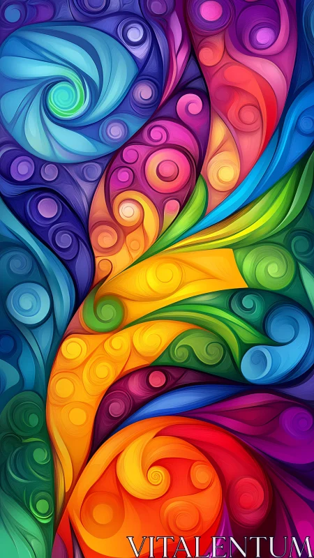 Chromatic spiral currents in layered abstract digital swirls.