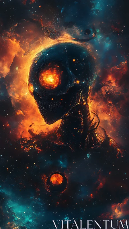 Stellar necrosis entity with volcanic cranial core suspended.