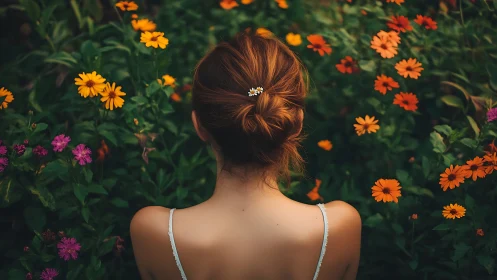 Wild garden whispers lean toward her quiet freckled back