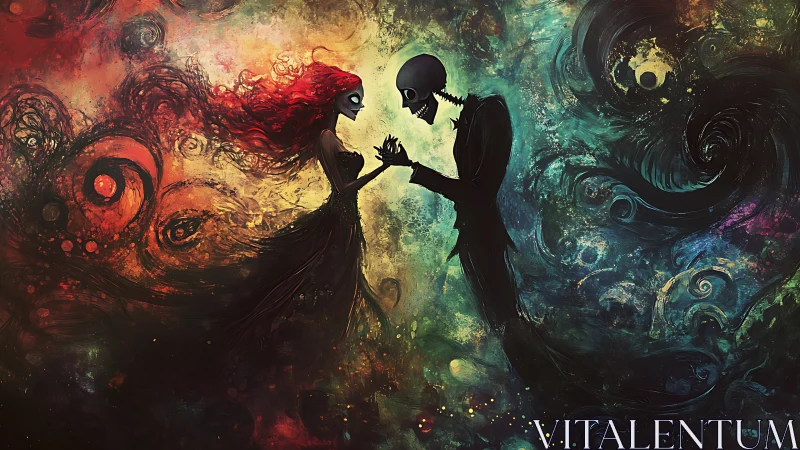 Two souls converge where fire meets ice in chromatic dance.