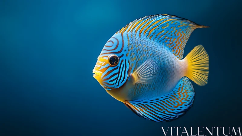 Radiant tropical reef fish glows in tranquil blue water