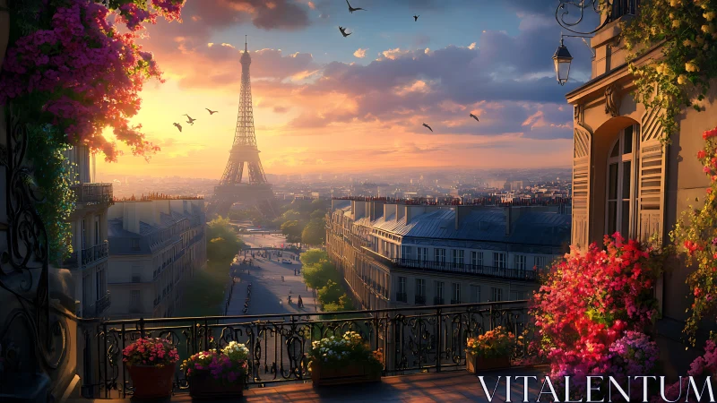 Balcony daydream over a sunset soaked Parisian skyline.