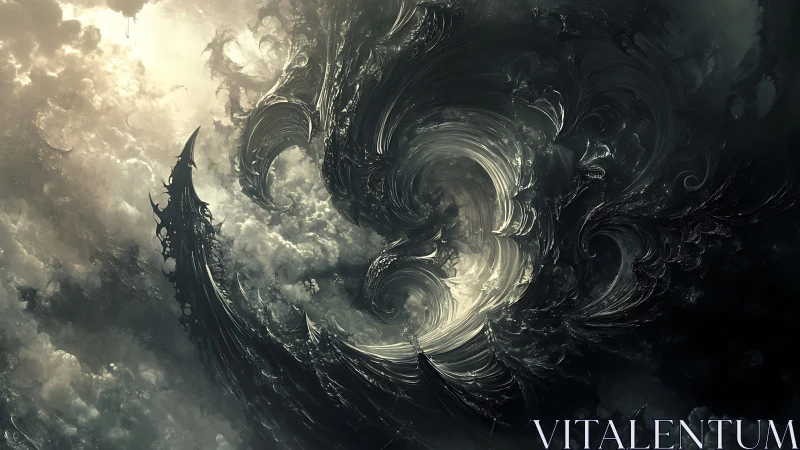 Storm-twisted void carves a luminous vortex through shadowed sky