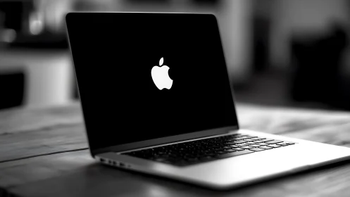 Monochrome laptop product shot in shallow depth-of-field focus.