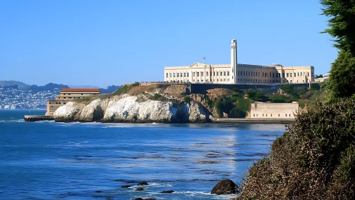 Alcatraz Federal Penitentiary Crowns Windswept Rock Island.