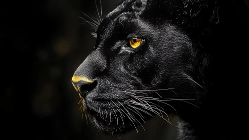 Black Panther Profile with Golden Eyes and Nose