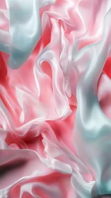 Silky folds of pink and teal fabric flow in soft light