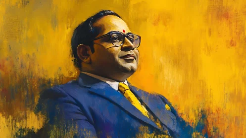 Portrait of a dignified leader set against radiant yellow light