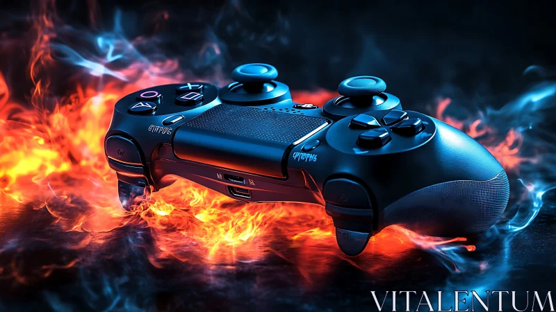 Epic Gaming Controller Blazes with Fire and Electric Energy