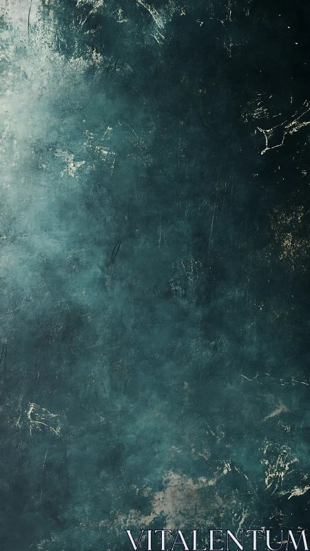 Textured teal grunge background evokes depth and moody calm