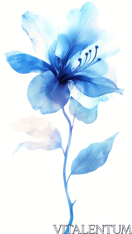 Blue Watercolor Flower with Gradient Petals.