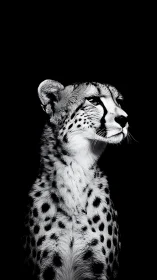 Regal cheetah portrait emerges from dramatic black void