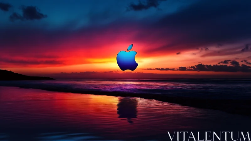 Glowing tech icon drifting through an electric seaside dusk.