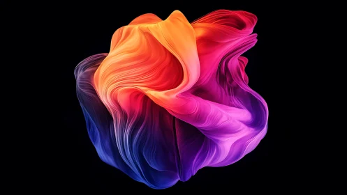 Fluid neon fabric swirl forms radiant abstract color bloom.