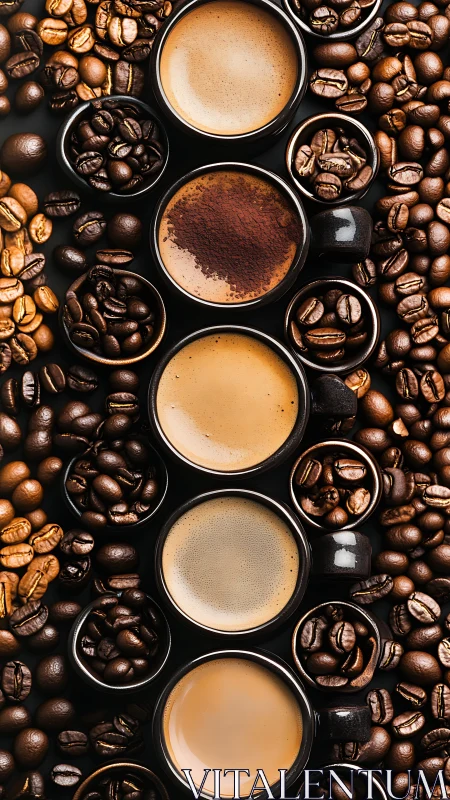 Creamy coffee cups invite you into a rich world of beans