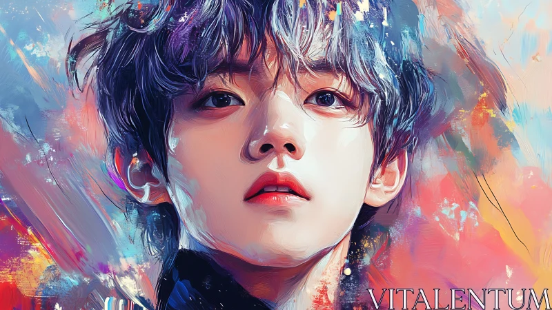 Portrait shows stylized digital painting of young person