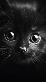 This Captivating Black Cat Stares With Wide, Mesmerizing Eyes