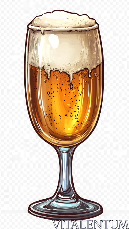 Golden craft beer flute crowned with frothy velvet foam.