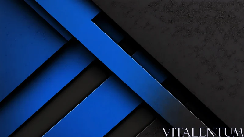 Bold blue diagonal bands cut across a dark textured field