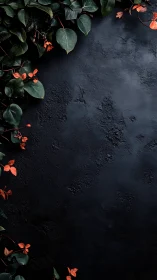 Dark stone background frames lush ivy and copper leaves