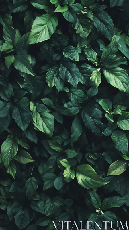 Dense overlapping green leaves forming a rich foliage wall.