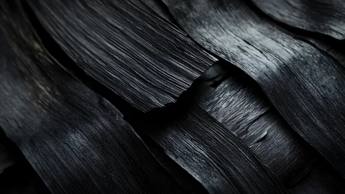 Dark charred wood textures flow in calm overlapping waves
