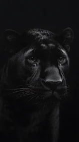 Black Panther Portrait: Intense Gaze Against Dark