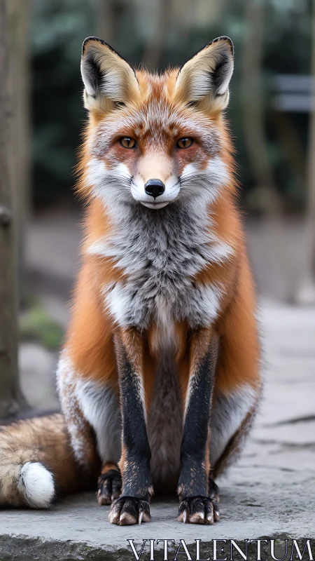 Red fox portrait captured in sharp frontal photoreal detail