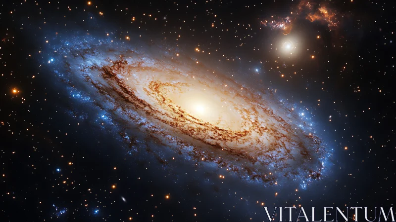 Edge-on barred spiral galaxy with luminous dust lanes and core