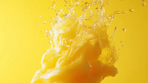 Vibrant yellow liquid splash captured in crisp high-speed motion