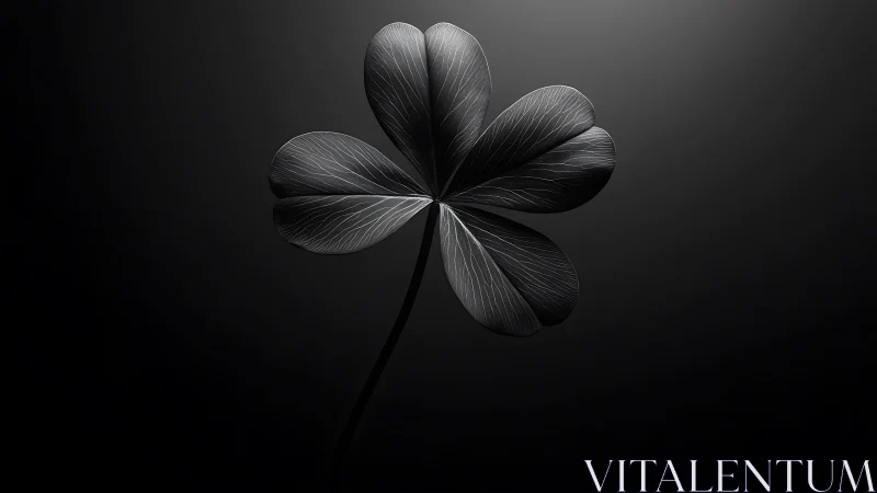 Quiet clover leaf rests in soft light on a dark horizon