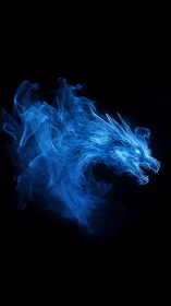Blue spectral dragon silhouette formed from swirling smoke.