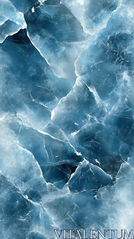 Glacial ice crystal macro texture with fractured blue planes.