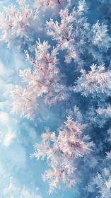 High-resolution macro study of frost-coated branches in diffuse light