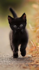 Obsidian Whisker: Tiny Black Kitten's Bold Adventure Awaits.