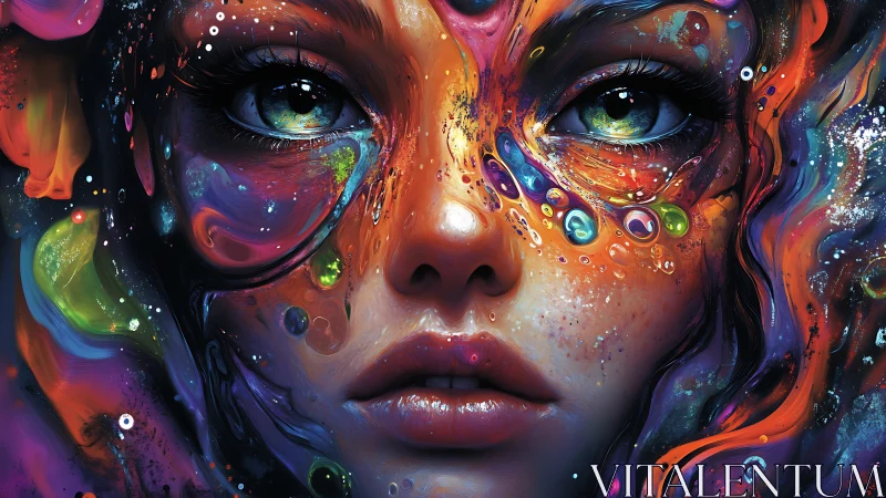 Vivid cosmic portrait of a luminous surreal dreamer face.